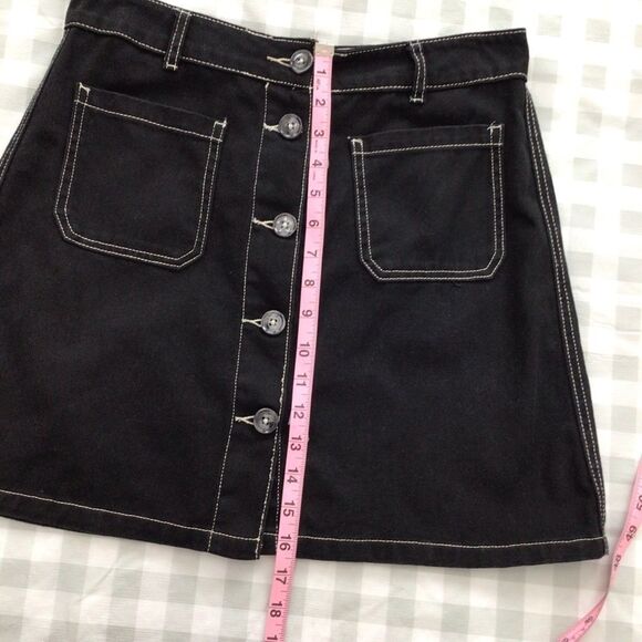 STREETWEAR society mini skirt black button up skirt large denim style material - Picture 5 of 10